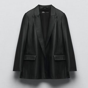 Zara Straight Fit Faux Leather Blazer (M)
